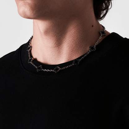 Onyx Klaverstenen Ketting (Zilver)