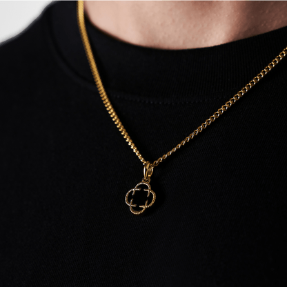 Onyx Klaver Steen Hanger (Goud)