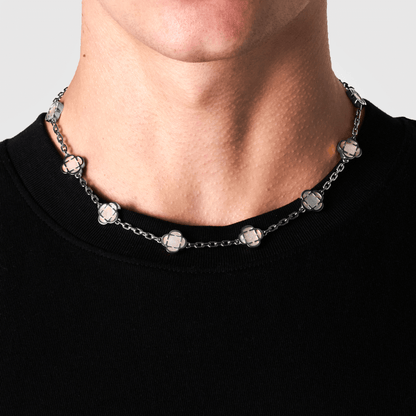 Witte Klaver Steen Ketting (Zilver)