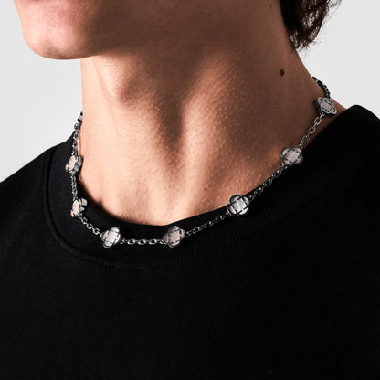 Witte Klaver Steen Ketting (Zilver)