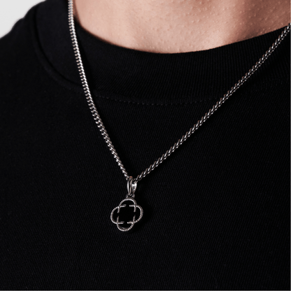 Onyx Klaversteen Hanger (Zilver)