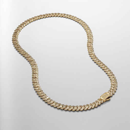 Prong Link Iced Cuban (Goud) 8mm