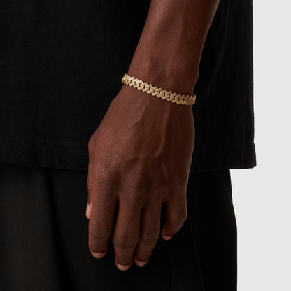Prong Link Iced Cuban Armband (Goud) 8mm