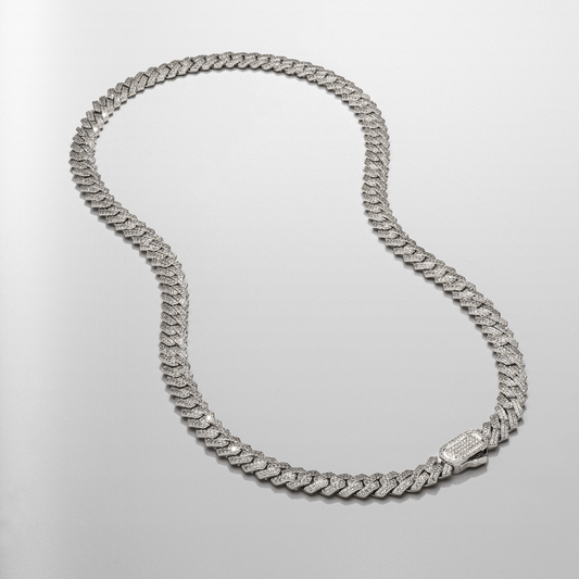 Prong Link Iced Cuban (Zilver) 8mm
