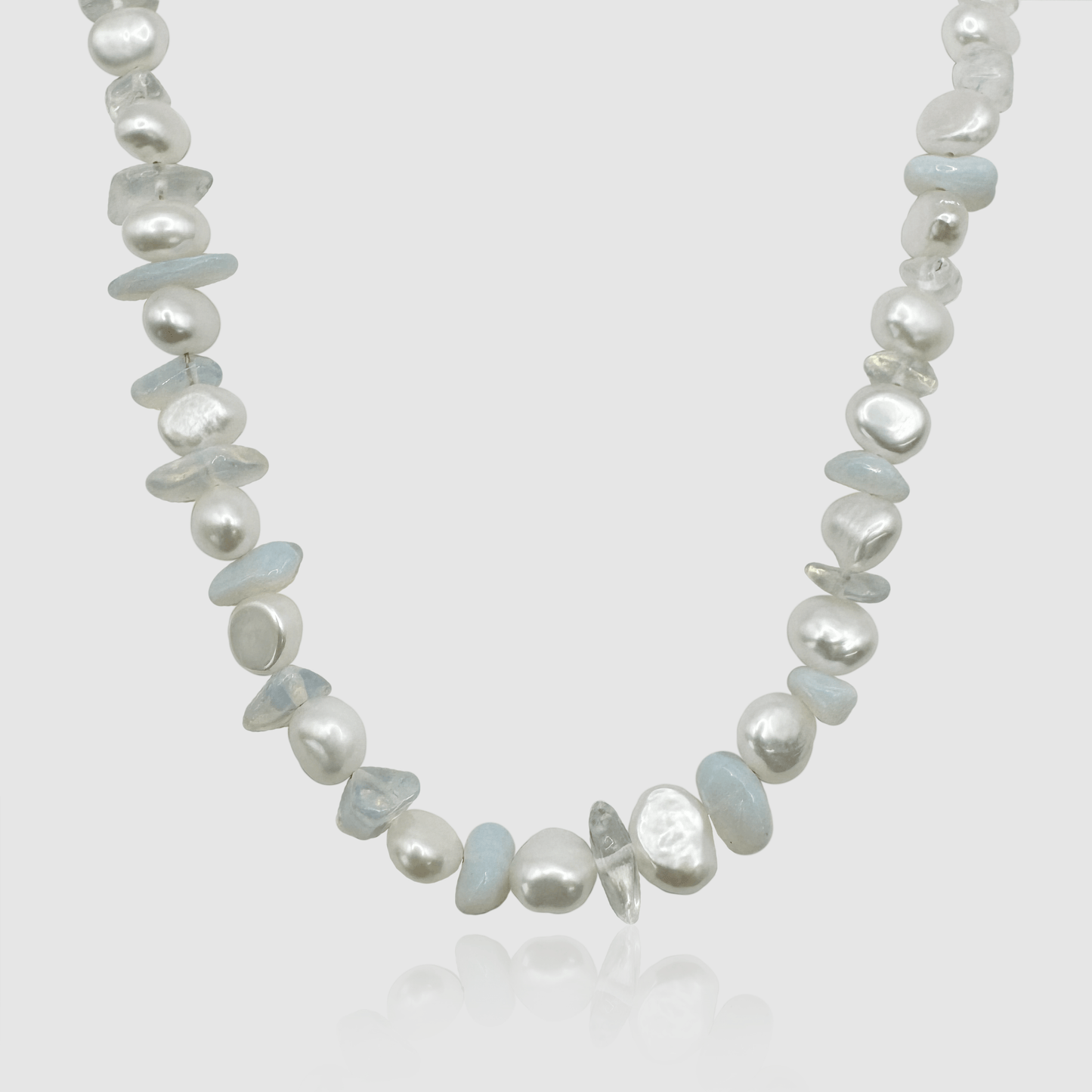 Blauwe Kwarts Echte Parel Ketting (Zilver)