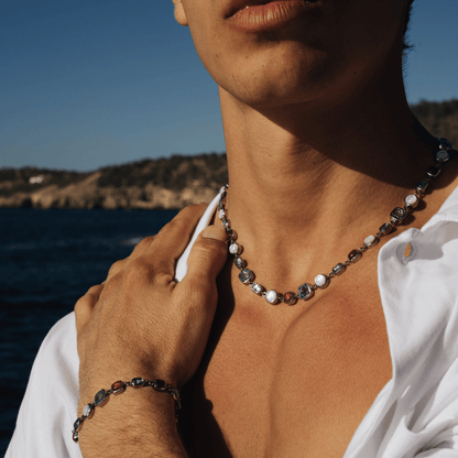 Rode Kristallen Edelsteen Ketting (Zilver)