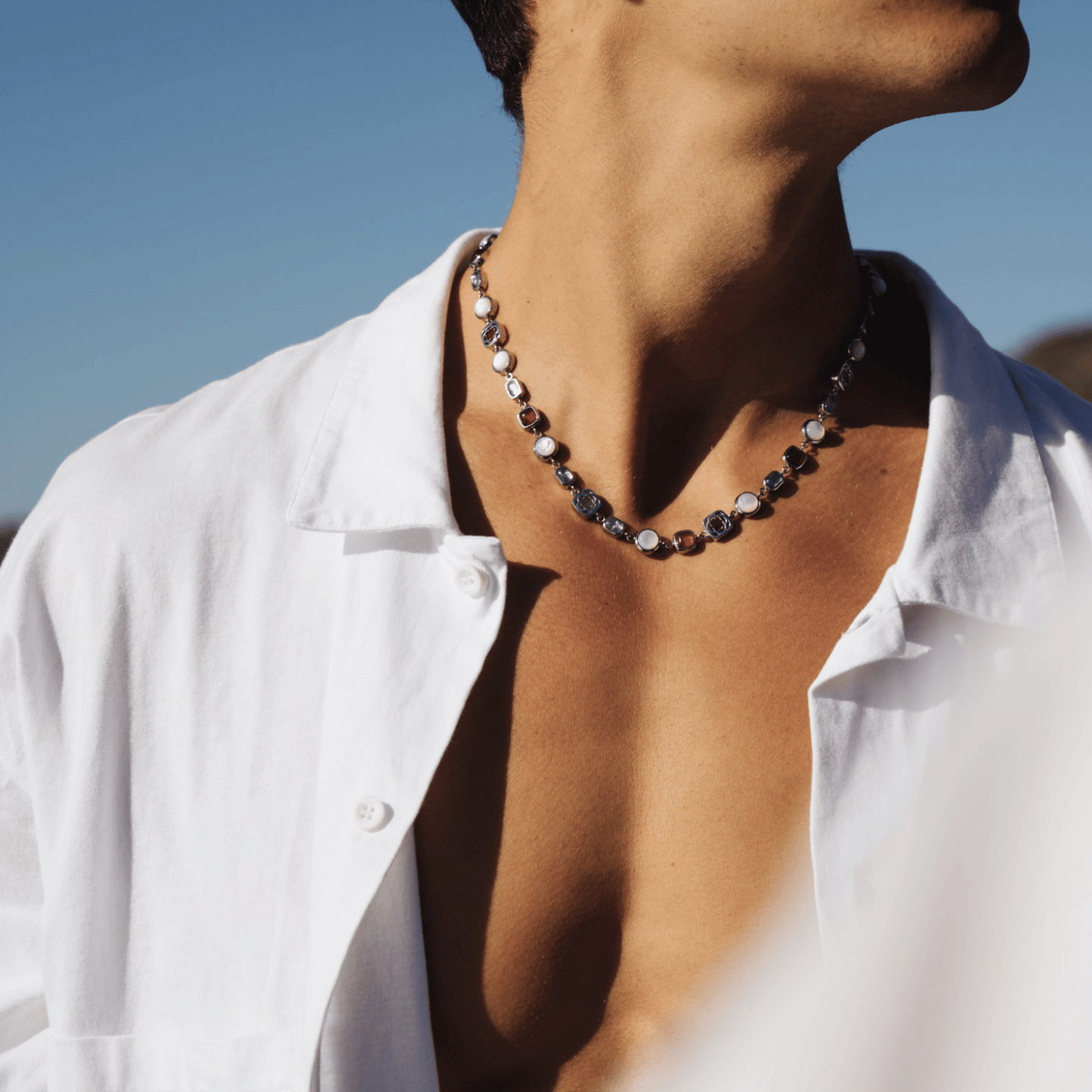 Rode Kristallen Edelsteen Ketting (Zilver)