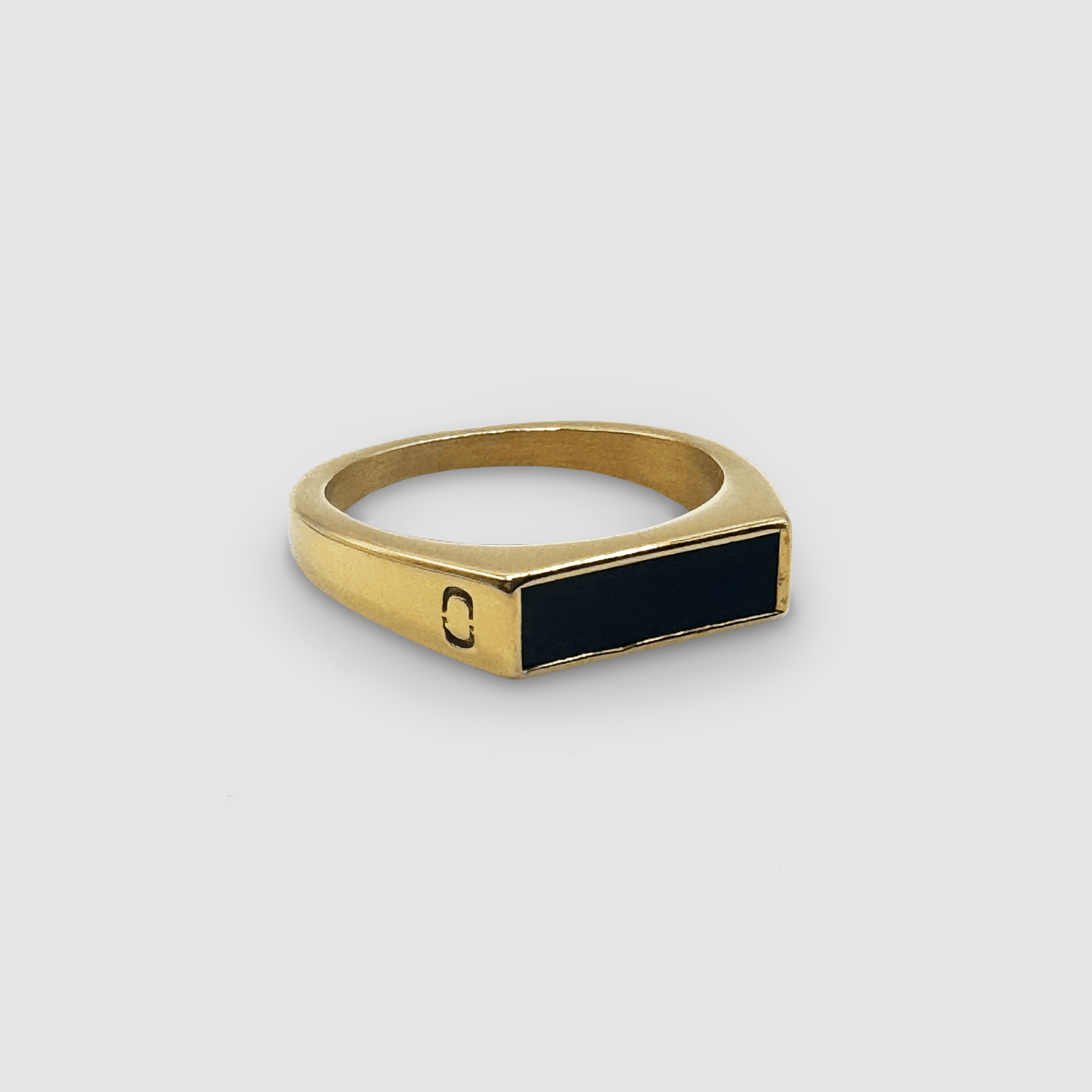 Onyx Rechthoekige Steen Signet Ring (Goud)