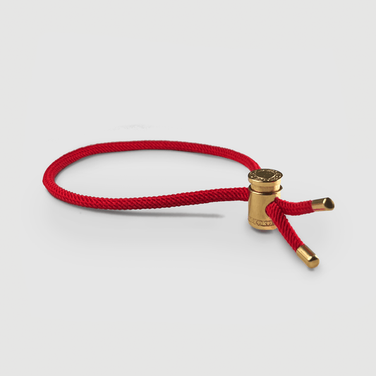 Rode Koord Toggle Armband (Goud)