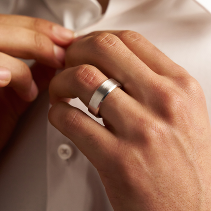 Bevel Ring (Zilver) 8mm | Tungsten