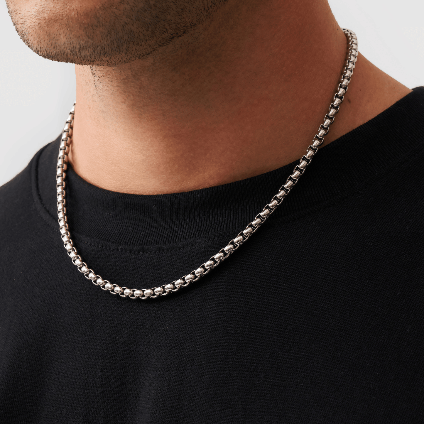 Ronde Box Ketting (Zilver) 5mm