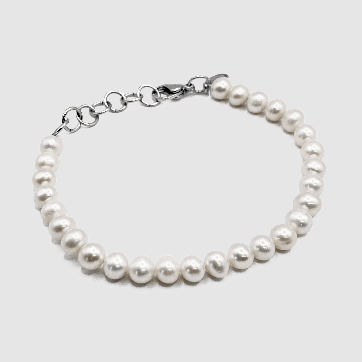 Ronde Echte Parel Armband (Zilver)