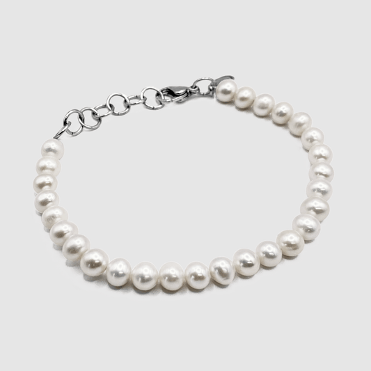 Ronde Echte Parel Armband (Zilver)