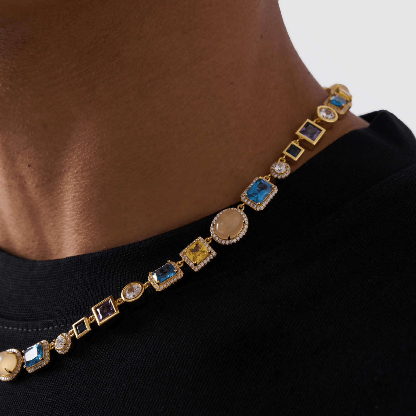 Saffier Edelsteen Ketting (Goud)