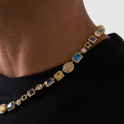 Saffier Edelsteen Ketting (Goud)