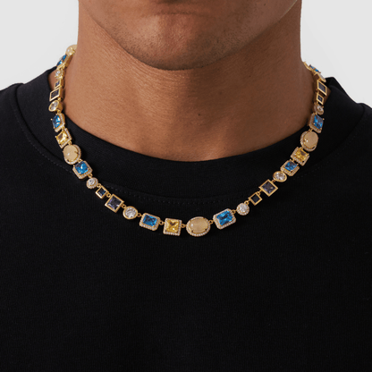 Saffier Edelsteen Ketting (Goud)
