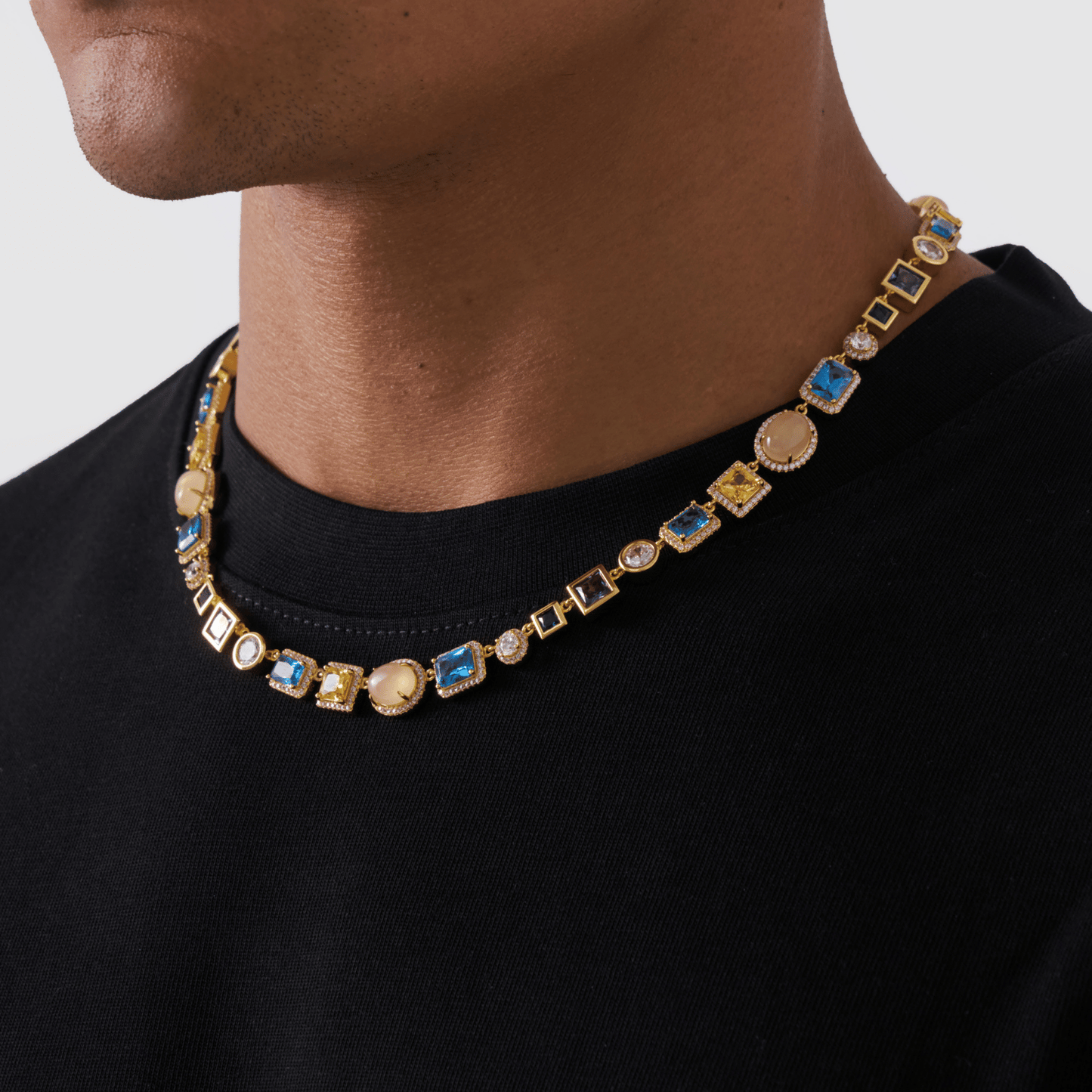 Saffier Edelsteen Ketting (Goud)