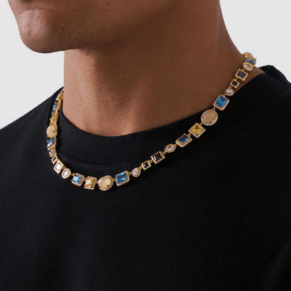 Saffier Edelsteen Ketting (Goud)