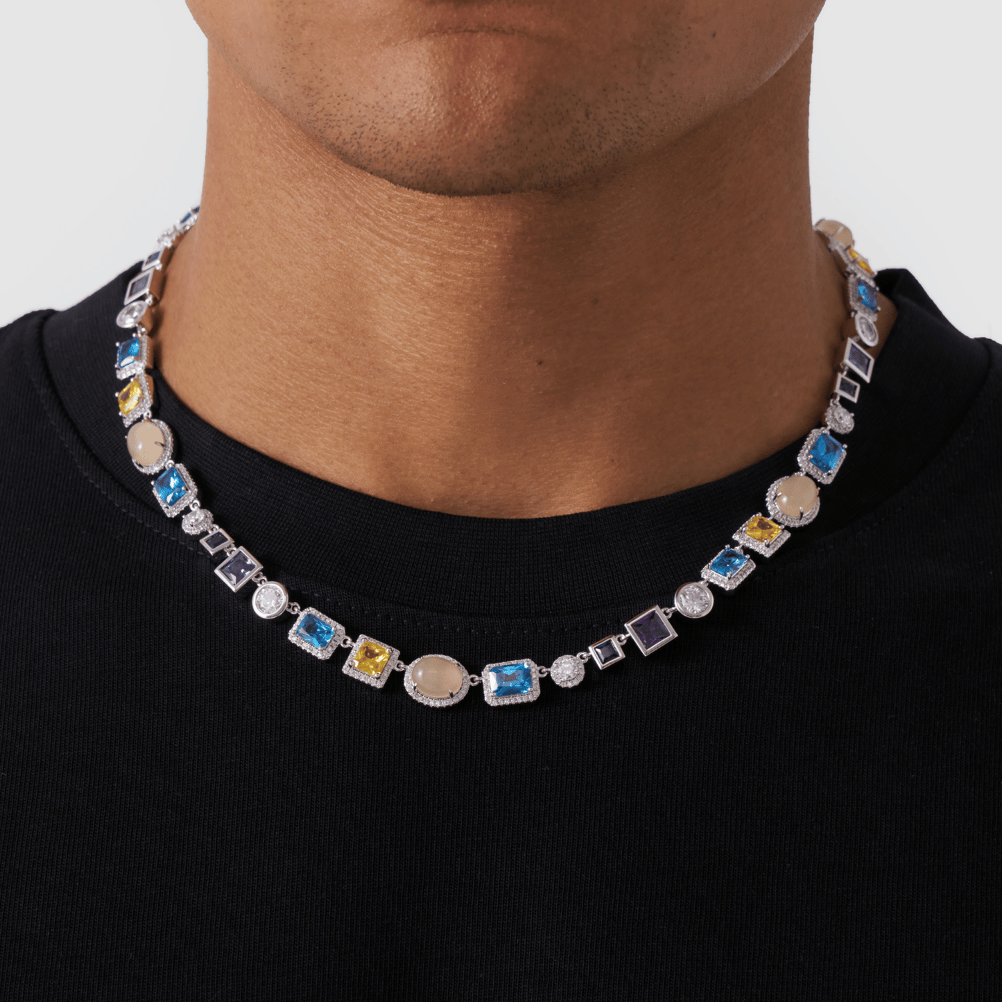Saffier Edelsteen Ketting (Zilver)