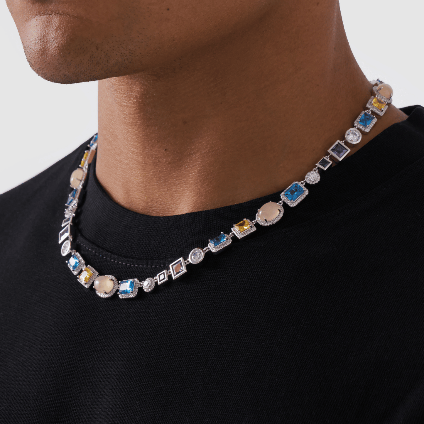 Saffier Edelsteen Ketting (Zilver)