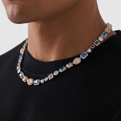 Saffier Edelsteen Ketting (Zilver)