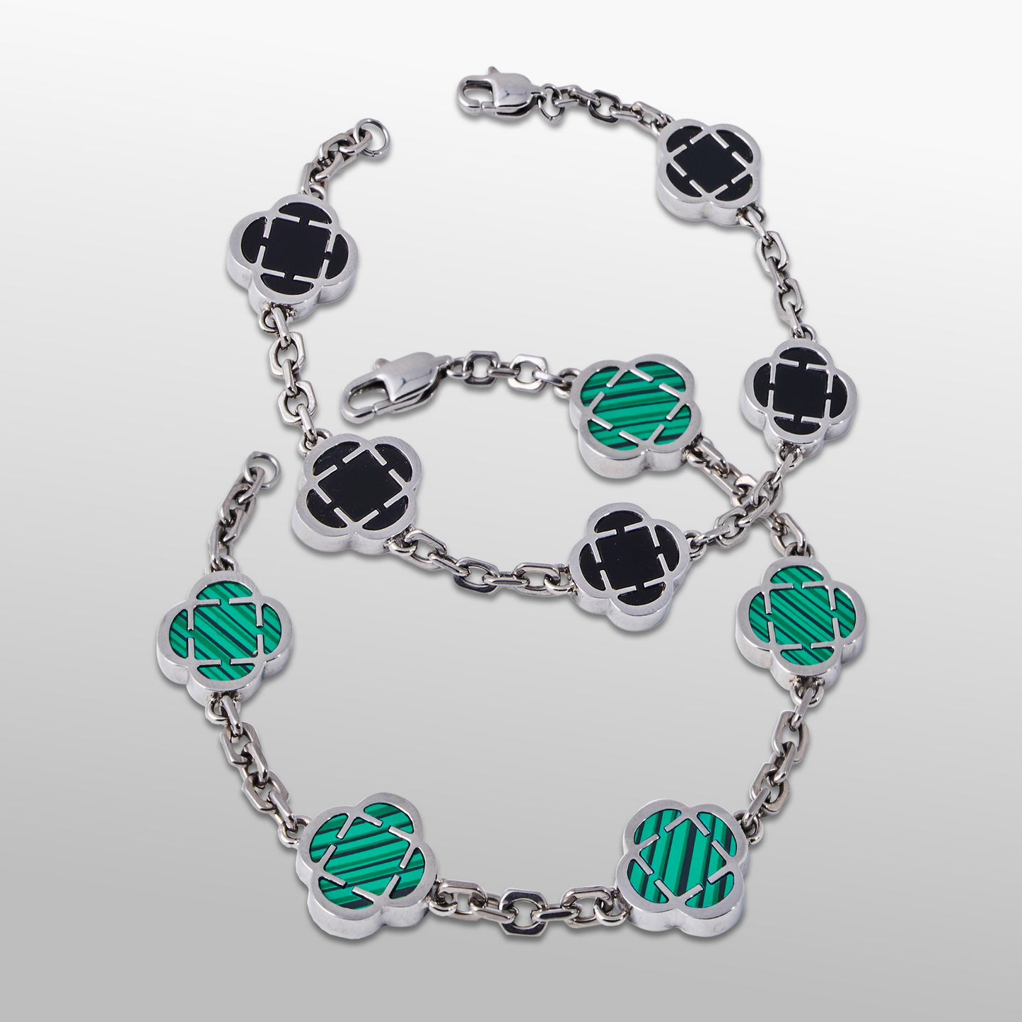 Clover Stone Armband Set (Zilver)