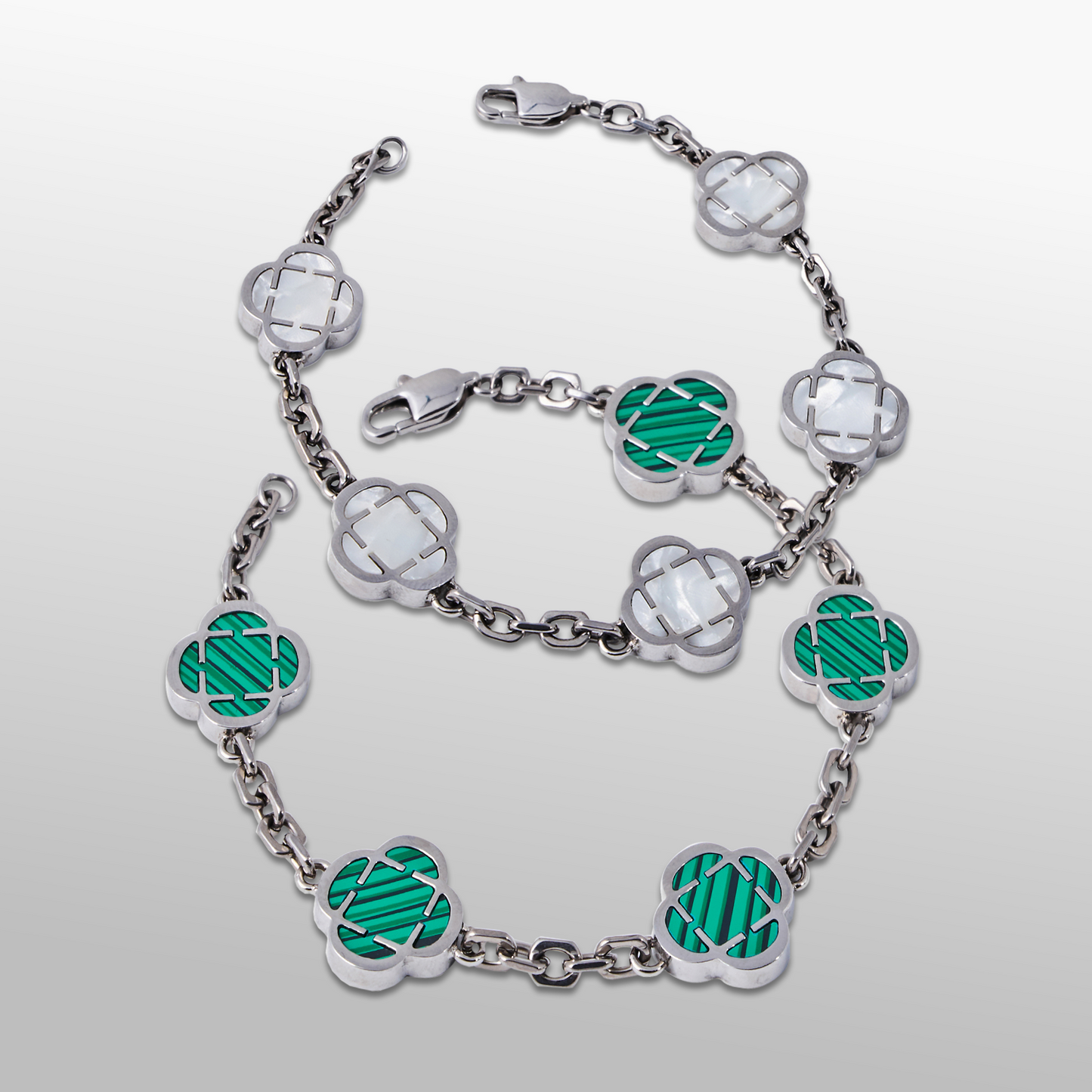 Clover Stone Armband Set (Zilver)