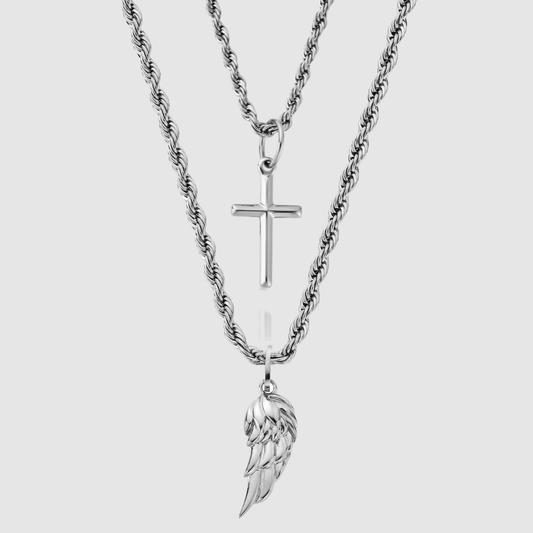 Wing x Cross Set (Zilver)