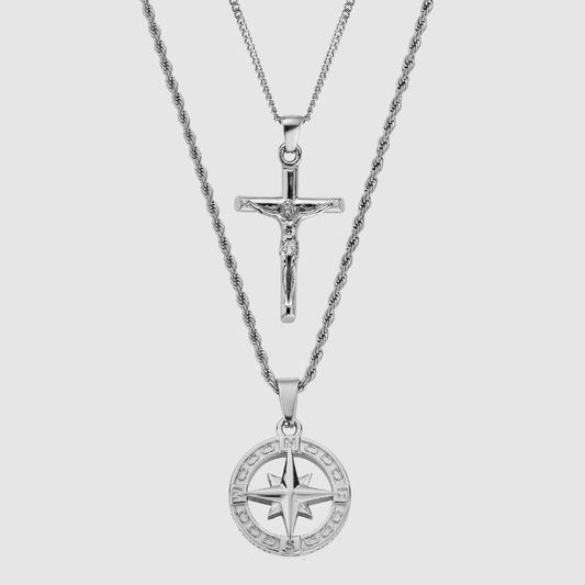 Noordster x Kruis Set (Zilver)