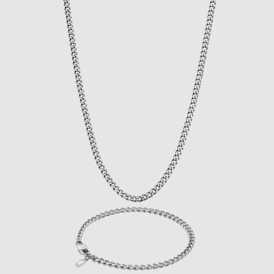 Cubaans 4mm Set (Zilver)