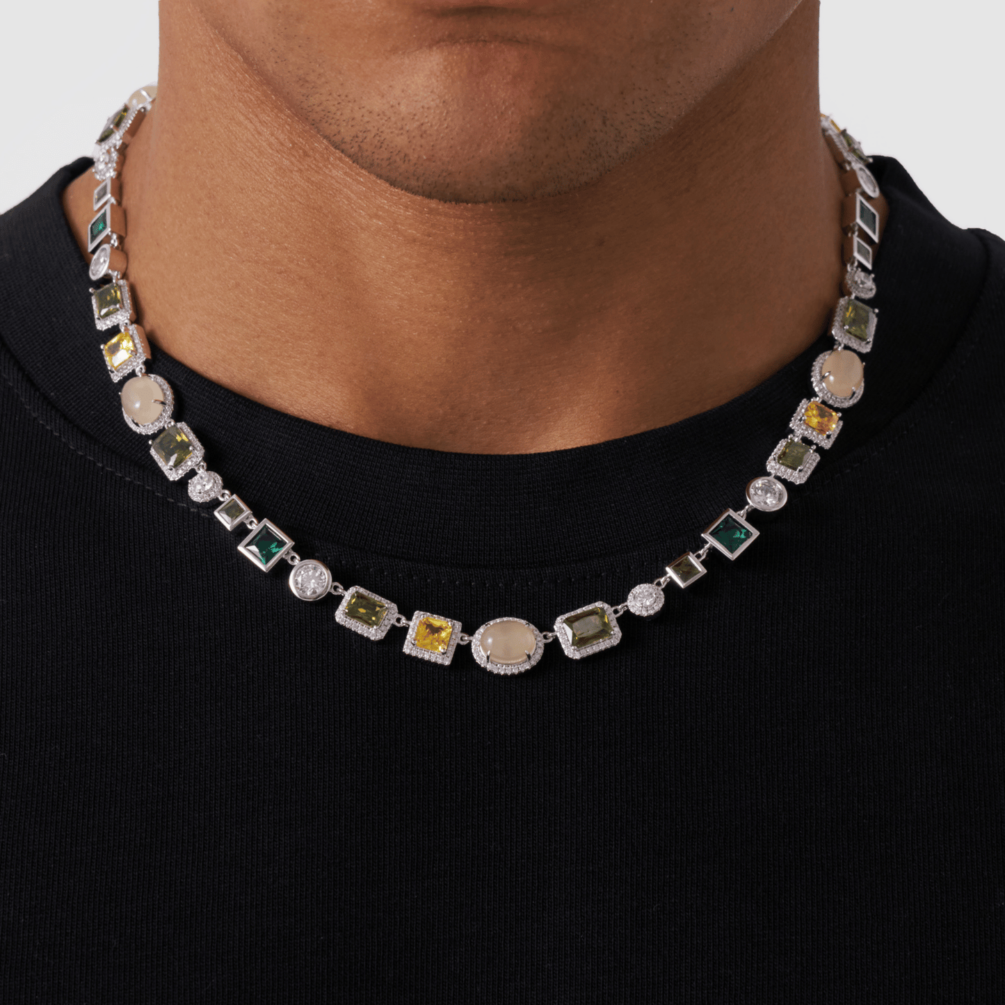 Emerald Gemstone Necklace (Zilver)