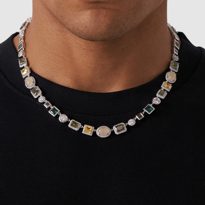 Emerald Gemstone Necklace (Zilver)
