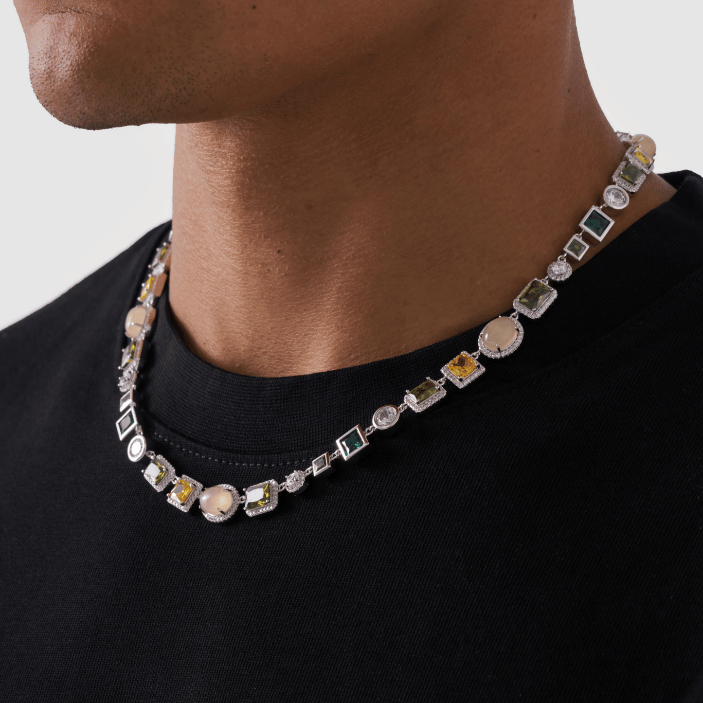Emerald Gemstone Necklace (Zilver)