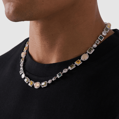 Emerald Gemstone Necklace (Zilver)