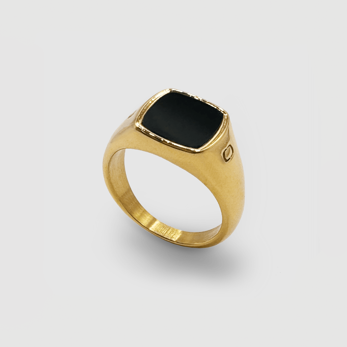Onyx Vierkante Steen Signet Ring (Goud)