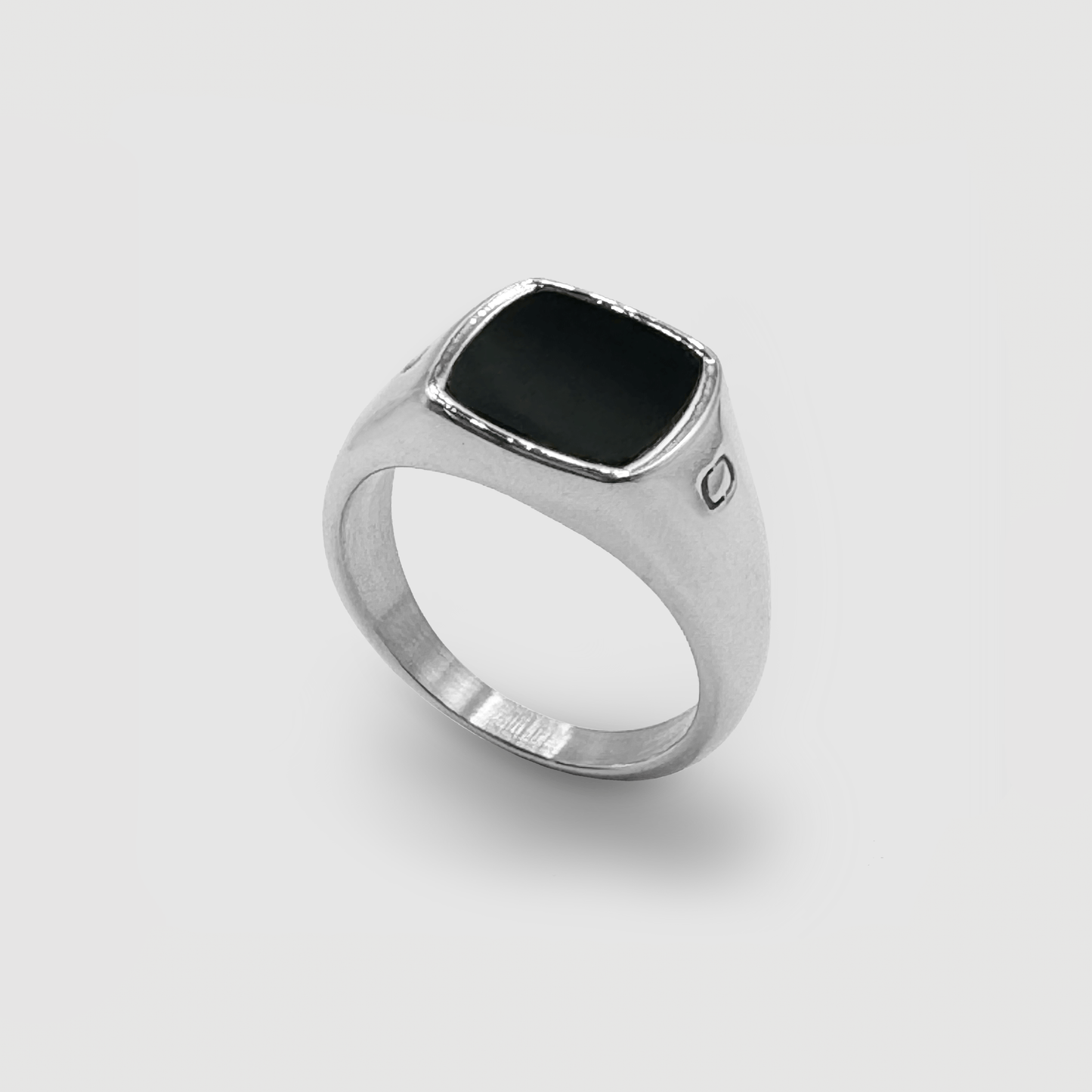 Onyx Vierkante Steen Signet Ring (Zilver)