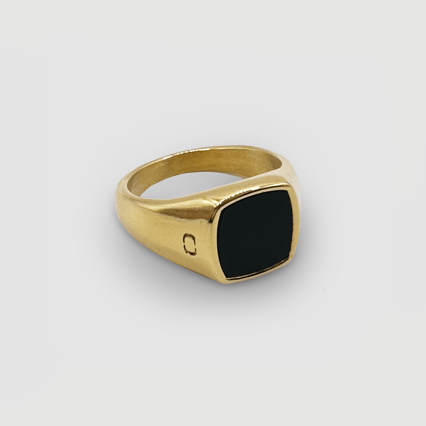 Onyx Vierkante Steen Signet Ring (Goud)