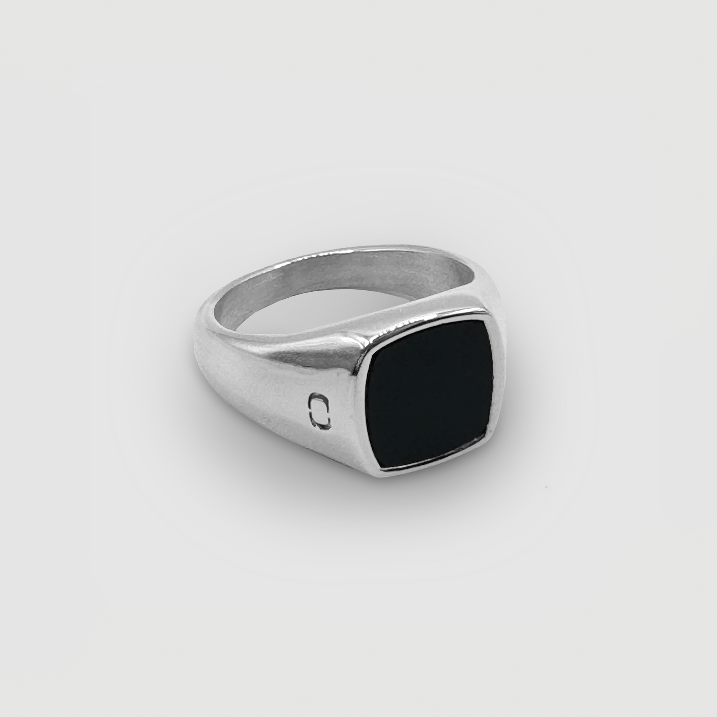 Onyx Vierkante Steen Signet Ring (Zilver)