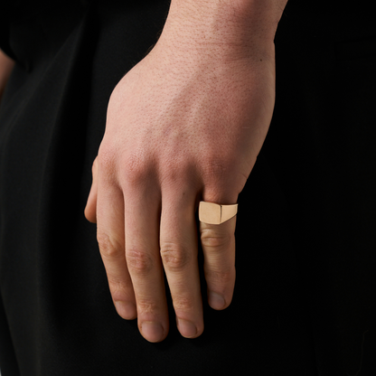 Vierkante Signet Ring (Roze Goud)