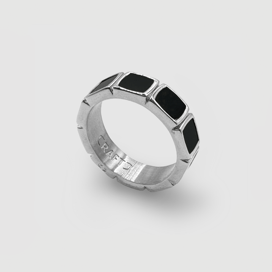 Onyx Steen Bandring (Zilver)