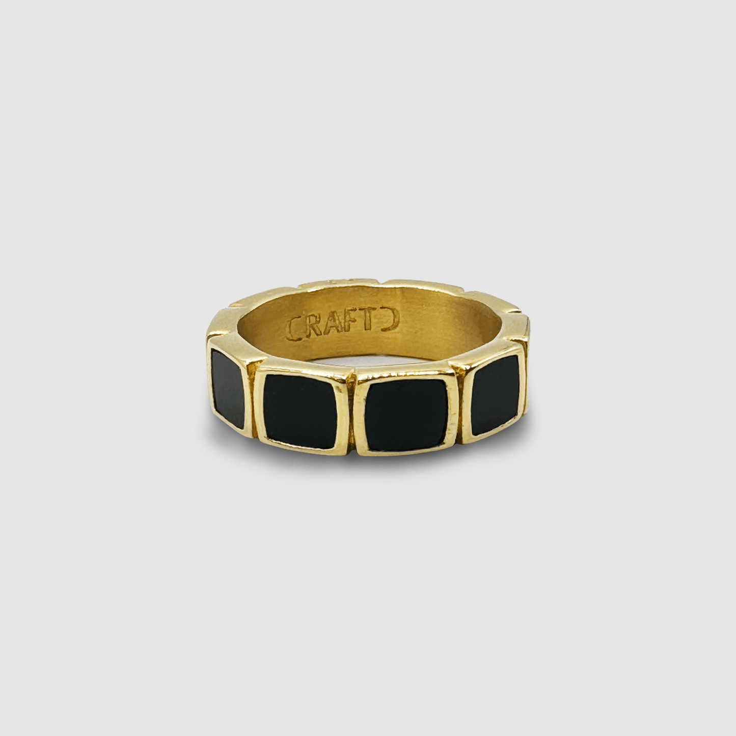 Onyx Steen Band Ring (Goud)