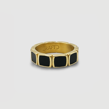 Onyx Steen Band Ring (Goud)