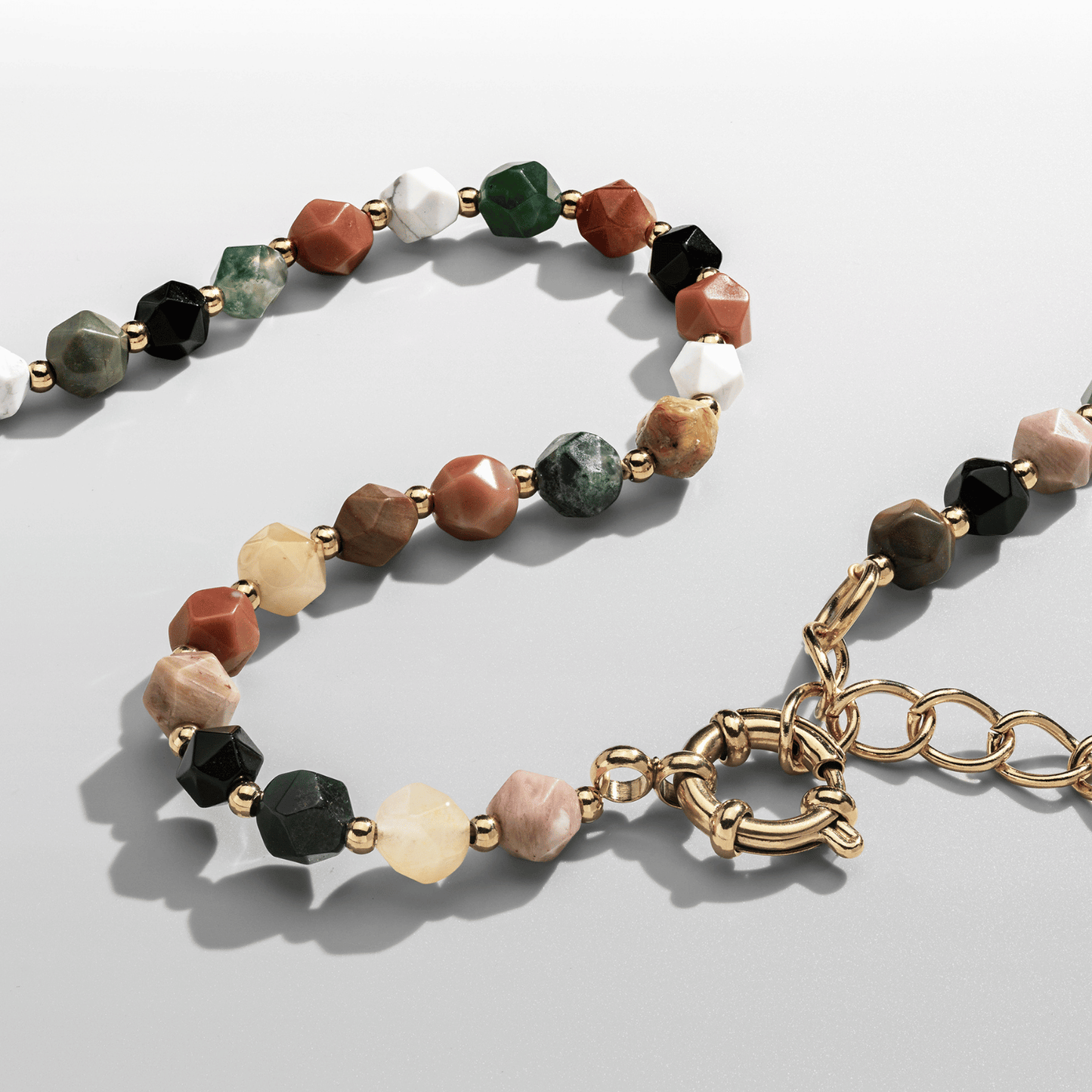 Steen Kralen Ketting (Goud)