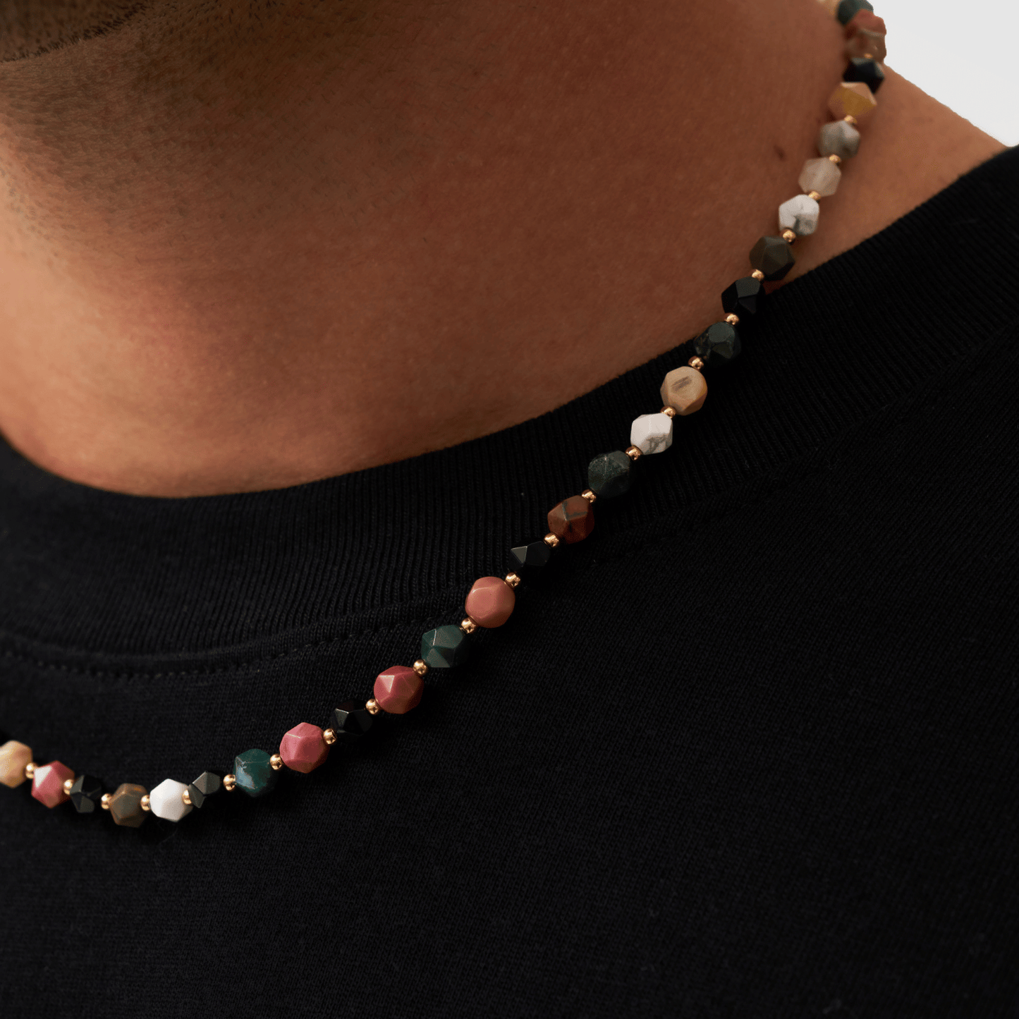 Steen Kralen Ketting (Goud)