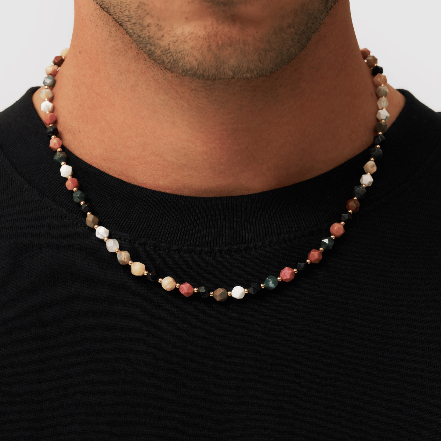 Steen Kralen Ketting (Goud)