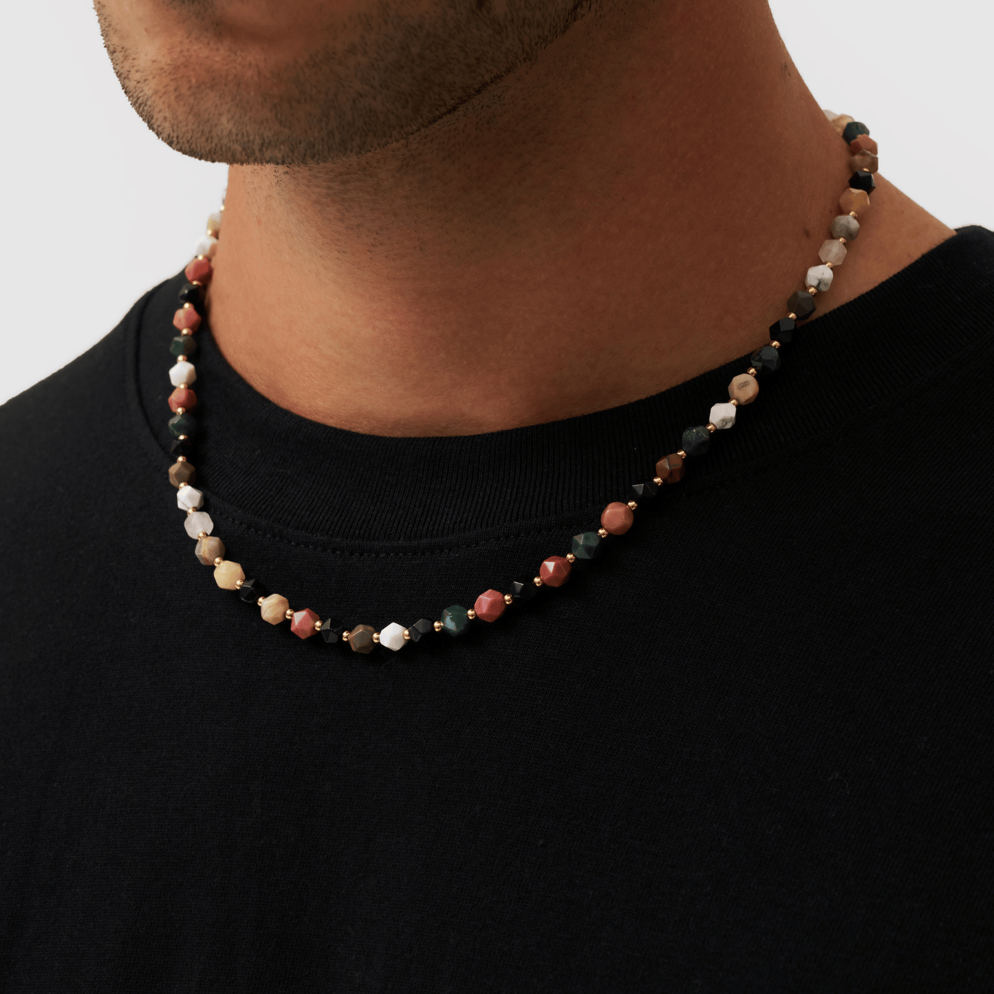 Steen Kralen Ketting (Goud)