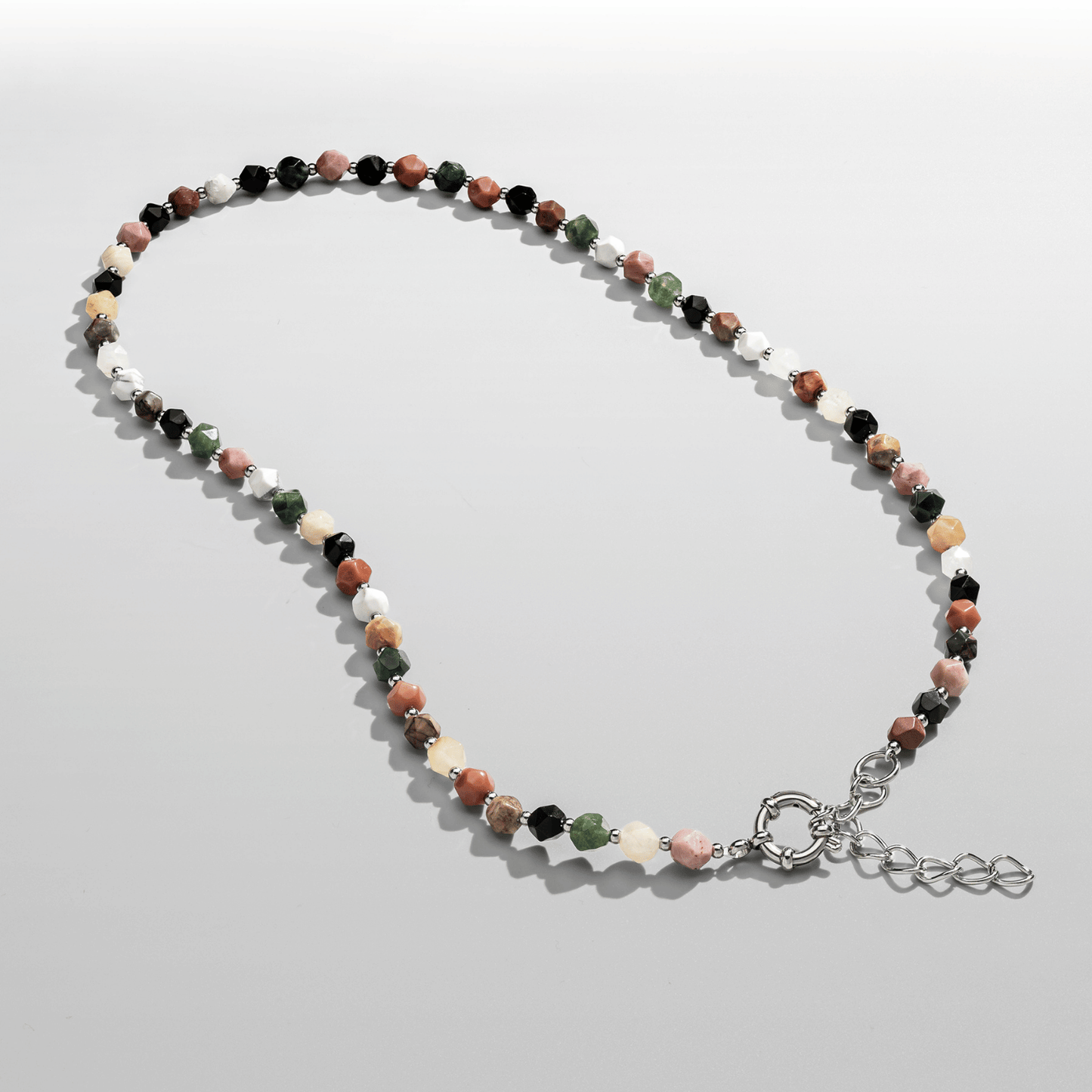 Steen Kralen Ketting (Zilver)