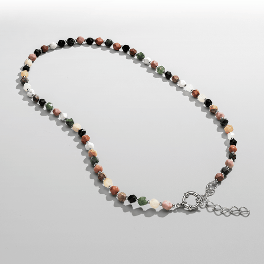 Steen Kralen Ketting (Zilver)