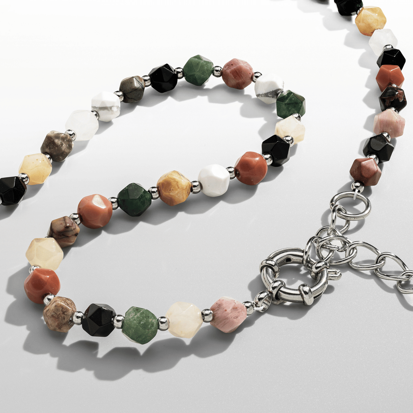 Steen Kralen Ketting (Zilver)