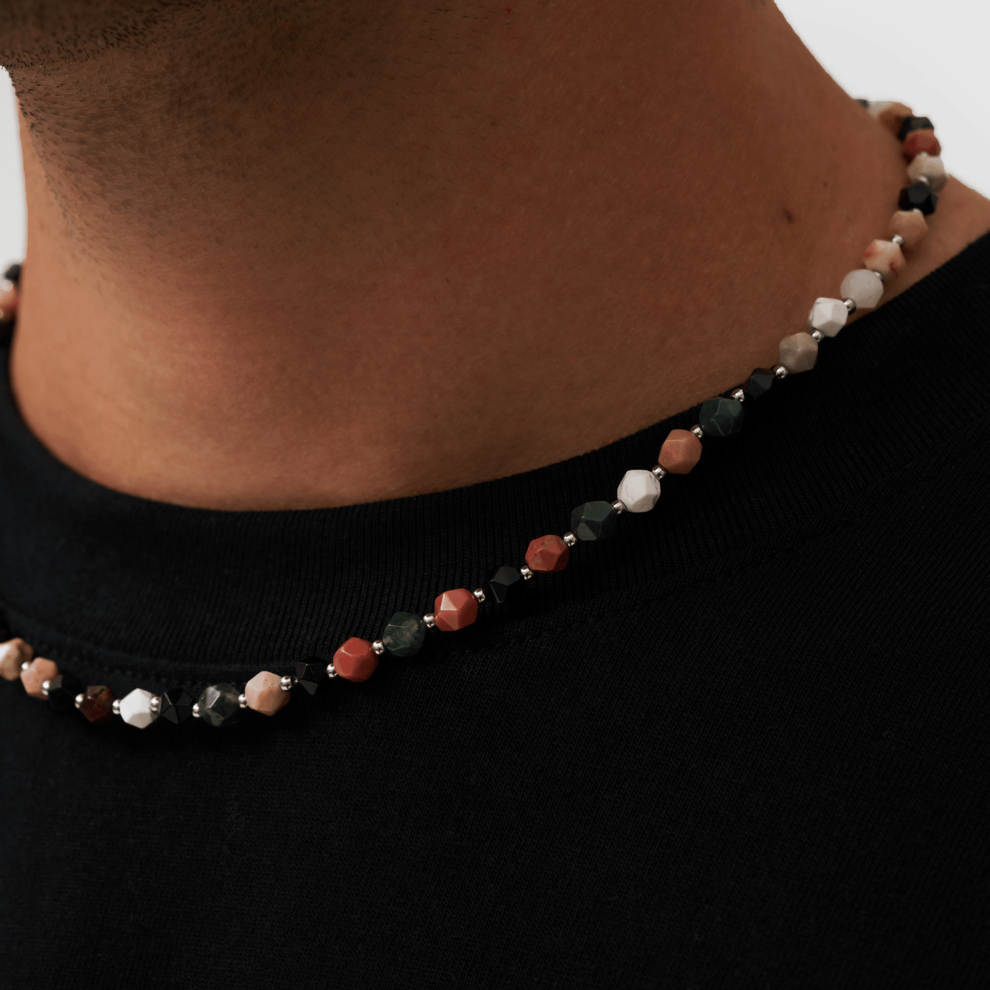 Steen Kralen Ketting (Zilver)